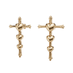 Load image into Gallery viewer, Gold cross and heart earrings on a white background